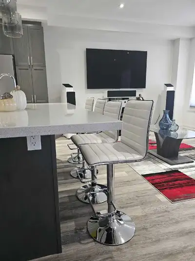 Kitchen Bar Stools (White & Chrome) New (X 4), View more