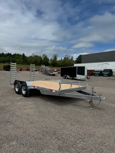 In stock! New 2025 Tow Tek 7x16 Galvanized Equipment Hauler -14’ deck + 2’ beavertail -2x 7000lb axl...