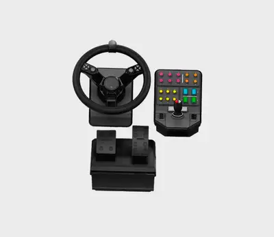 Ensemble roue, pédales et panneau logitech  farming simulator, View more
