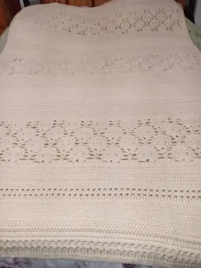 #-27-Lovely  18th Century Pattern 47x80 Hand Crochet Throw Cover, View more