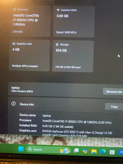 Selling my MSI PS63 Modern 8RDS laptop, a powerhouse in a sleek design. This portable workstation fe...