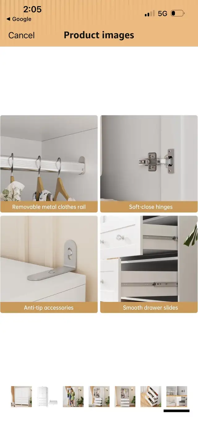 New White Wardrobe with 3 Drawers in Dressers & Wardrobes in Mississauga / Peel Region - Image 5