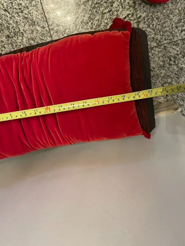 Rare Vtg Hand-Carved Folding Wooden Stool w/ Red Velvet Cushion in Arts & Collectibles in City of Toronto - Image 7