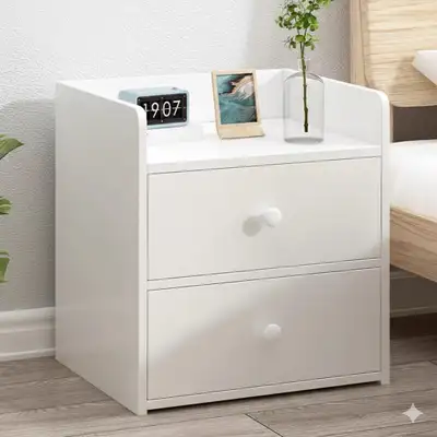 White 2-Drawer Nightstand Bedside Table, View more