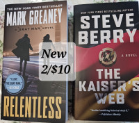 2/$10: THE KAISERS WEB and RELENTLESS, new copies, adult fiction