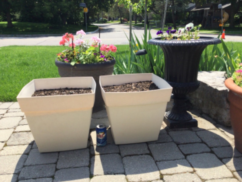 Two Large Planter Pots With Soil Mint Condition Plants, Fertilizer