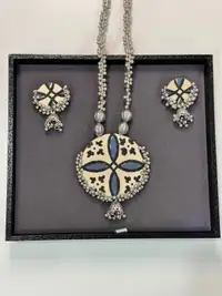 Ajrakh Necklace and earrings