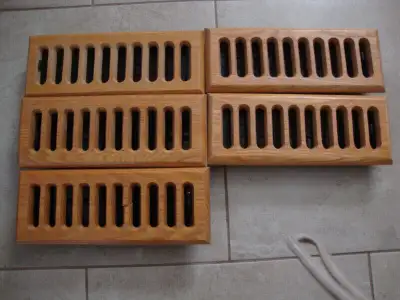 Set of 5 Oak Floor Registers, View more