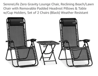 Zero Gravity Lounge Chairs and Table, View more