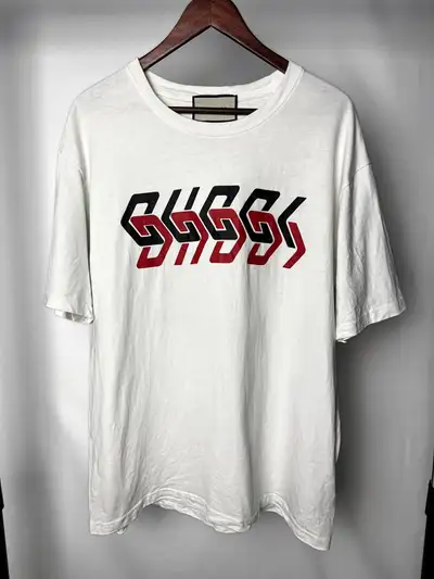 Gucci Blade Logo T-Shirt — White Cotton, Men's XL, Made in Italy, View more