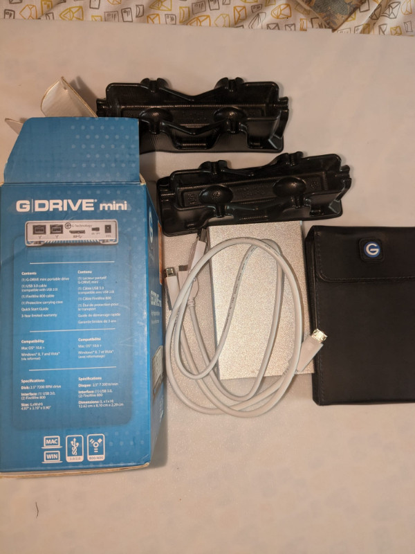 disque dur externe 1TB G-Technology G-DRIVE mini 1TB 7200 RPM US dans Accessoires pour portables  à Ville de Montréal - Image 2