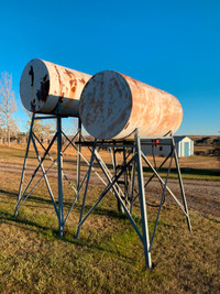 Older 500 Gallon fuel tanks with Angle iron Stands