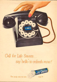 Life Savers, Large Telephone Magazine Ad, 1950