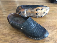 Very rare 1800's Antique Studded Kids Golf Wood Shoes leather 