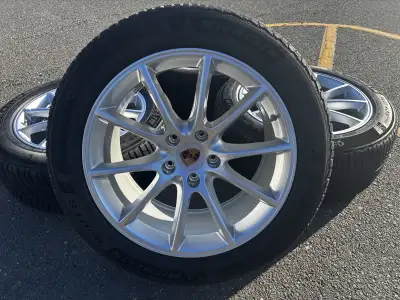 Brand New! Never touched the road. Genuine factory Porsche rims and Michelin Alpine winter tires wit...