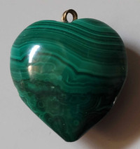 Natural Green Malachite Crystal Heart Pendant 