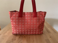 Authentic Chanel Red Travel Line Tote Bag