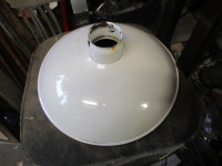 1930s WHITE ENAMEL BARN YARD FARM LIGHT SHADE $30. YARD DECOR