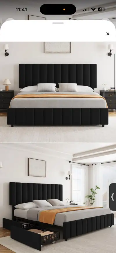 black bed frame with storage , View more