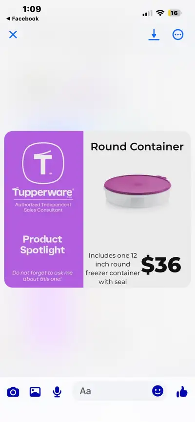 Tupperware Round Container, View more