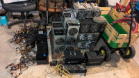 Old Bitcoin Miners Antminer, KnC, 5 PSUs