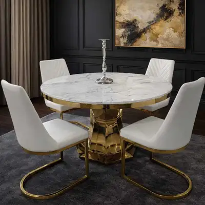 Dining Marble table+ 4chairs, View more