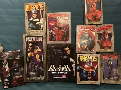 Available are several Marvel Busts and statues as pictured. Most are from Bowen and remain in great...