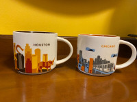 Never Used Starbucks You are Here Houston and Chicago Mugs