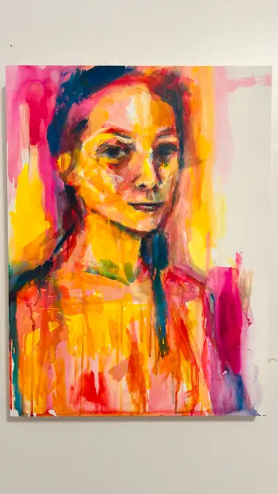 For sale: an original expressive watercolor portrait painted on primed board. Size: 18x24 inches wit...
