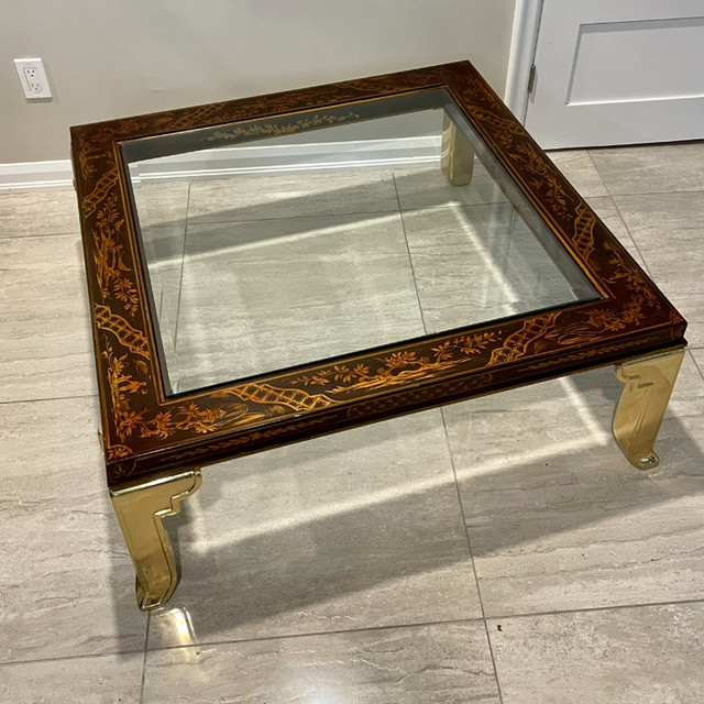 Mid-Century 1960s Italian Oriental Coffee Table w/ Brass Legs in Other Tables in St. Catharines - Image 2