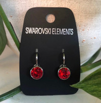 Swarovski Elements Red Crystal Drop Earrings (new)