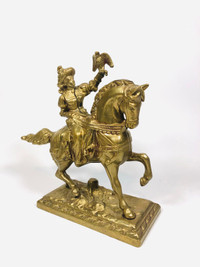 Vintage French Brass The Falconer and Scout Man Horse Sculpture