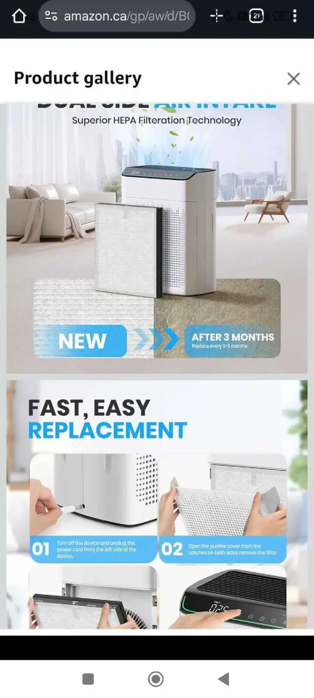 Genuine Air Purifier Replacement Filter, True HEPA Filter Compat65561395156739121