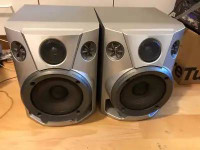 2 speakers $45, 9 1/2” wide x 10 1/2” deep x 12 1/4” high