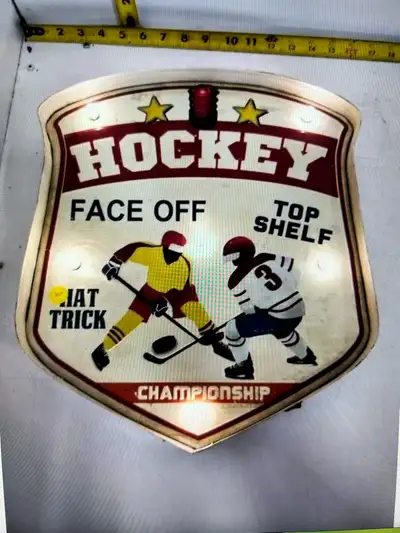 VINTAGE HOCKEY CHAMPIONSHIP LIGHT UP SIGN - WORKING - WALL ART, View more
