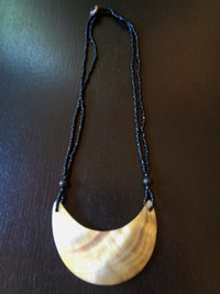 Beaded / Crescent Moon Shell Necklace