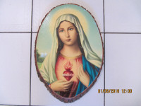 Blessed Virgin Mary 16x11 Oval Solid Wood Plaque Made In USA