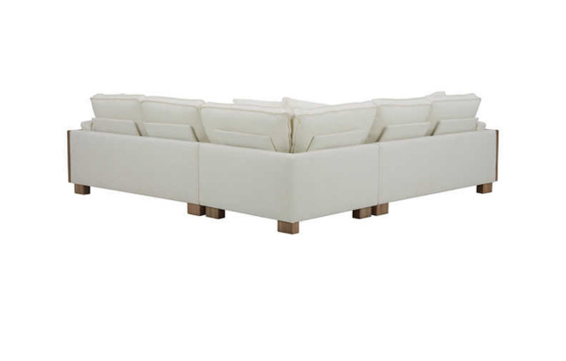 White fabric sectional wood trim in Couches & Futons in Winnipeg - Image 4