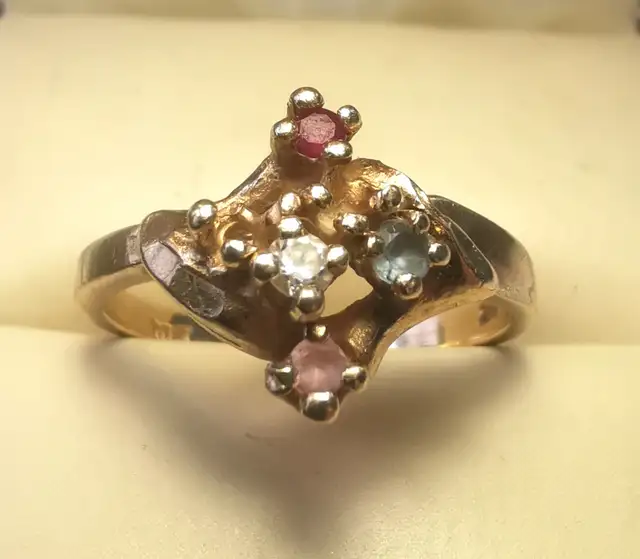 1980s 14K Yellow Gold Multi-Gemstone Nugget Ring Size 6.5 in Jewellery & Watches in Markham / York Region - Image 6