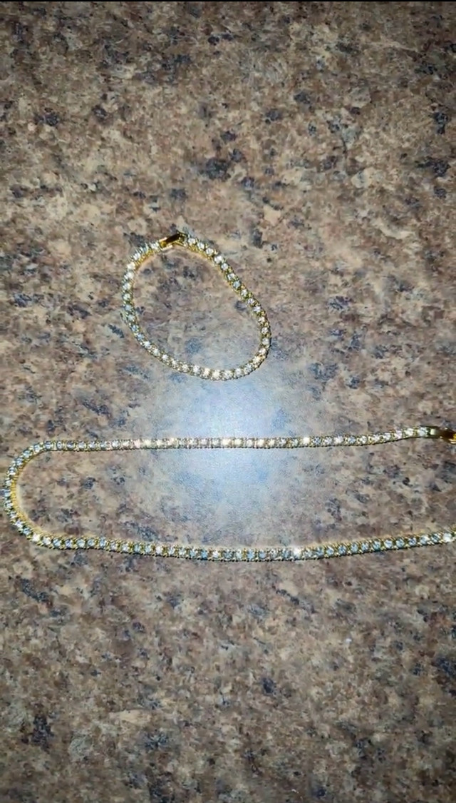 Gold tennis chain and bracelet set in Jewellery & Watches in La Ronge - Image 3