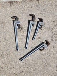 ridgid aluminum pipe wrenches 3 24 inch and one 18 inch. 285