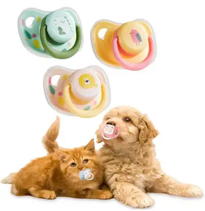 NEW!  3-Pack Puppy & Kitten Pacifiers – Calming Chew Toys, View more
