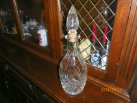 Ornate Cut Glass Wine Decanter with corked stopper