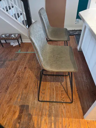 Grey leather bar stools  - counter height, View more