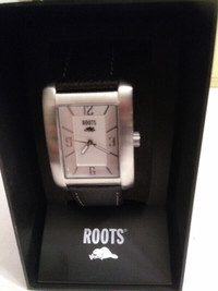 New Collectors Roots Wrist Watch & leather band & square face.