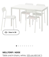 Desk/Dining set large IKEA MELLTORP (L) table & 2 ADDE chairs