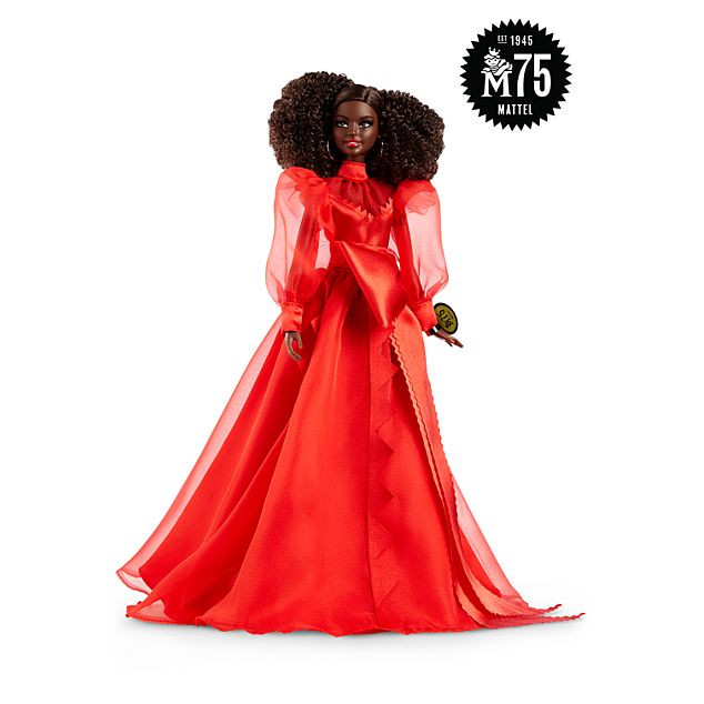 Barbie Mattel 75th Anniversary Doll: Red Chiffon Gown: African A in Toys & Games in Mississauga / Peel Region - Image 4