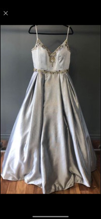 Platinum Silver Grey Metallic Ball Gown