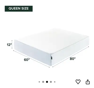Queen size 12in memory foam mattress including metal bed frame, View more