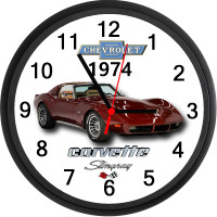 1974 Chevy Corvette (Brandy Wine) Custom Wall Clock - Brand New